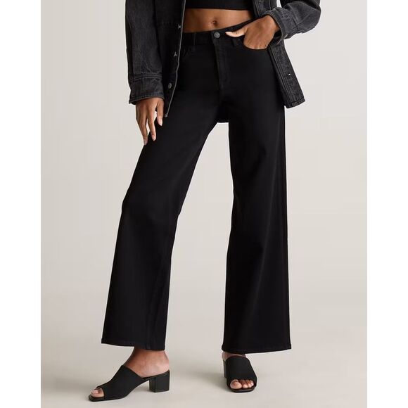 Quince Denim - Quince Women Bella Stretch Wide Leg Jeans - 30" Black 29